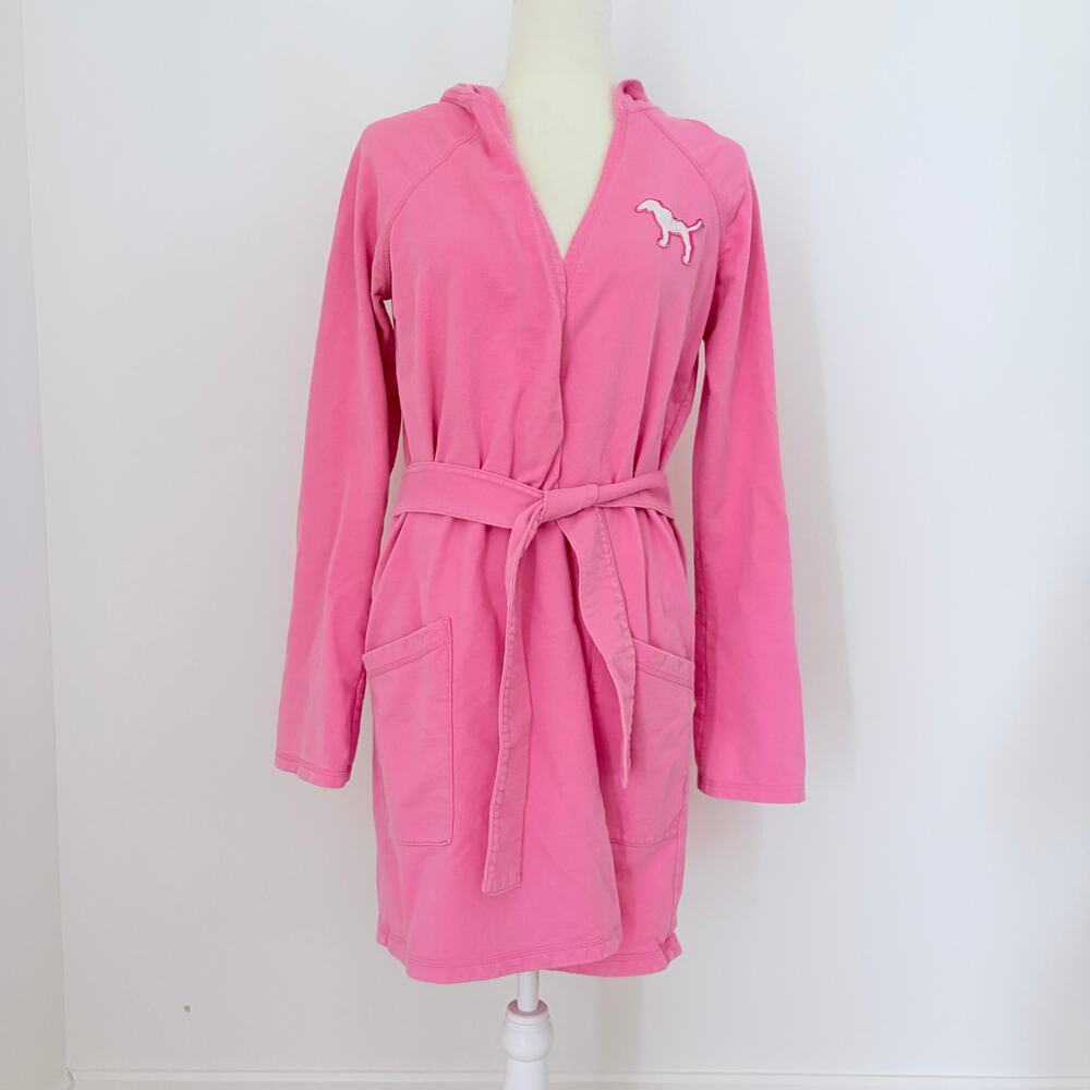 Vintage PINK Victoria's Secret Pink Hooded Robe XS/Small RARE y2k